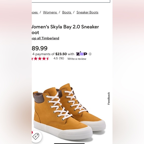 Timberland Ladies size 6 Tan canvas w brown leather. - Picture 6 of 10